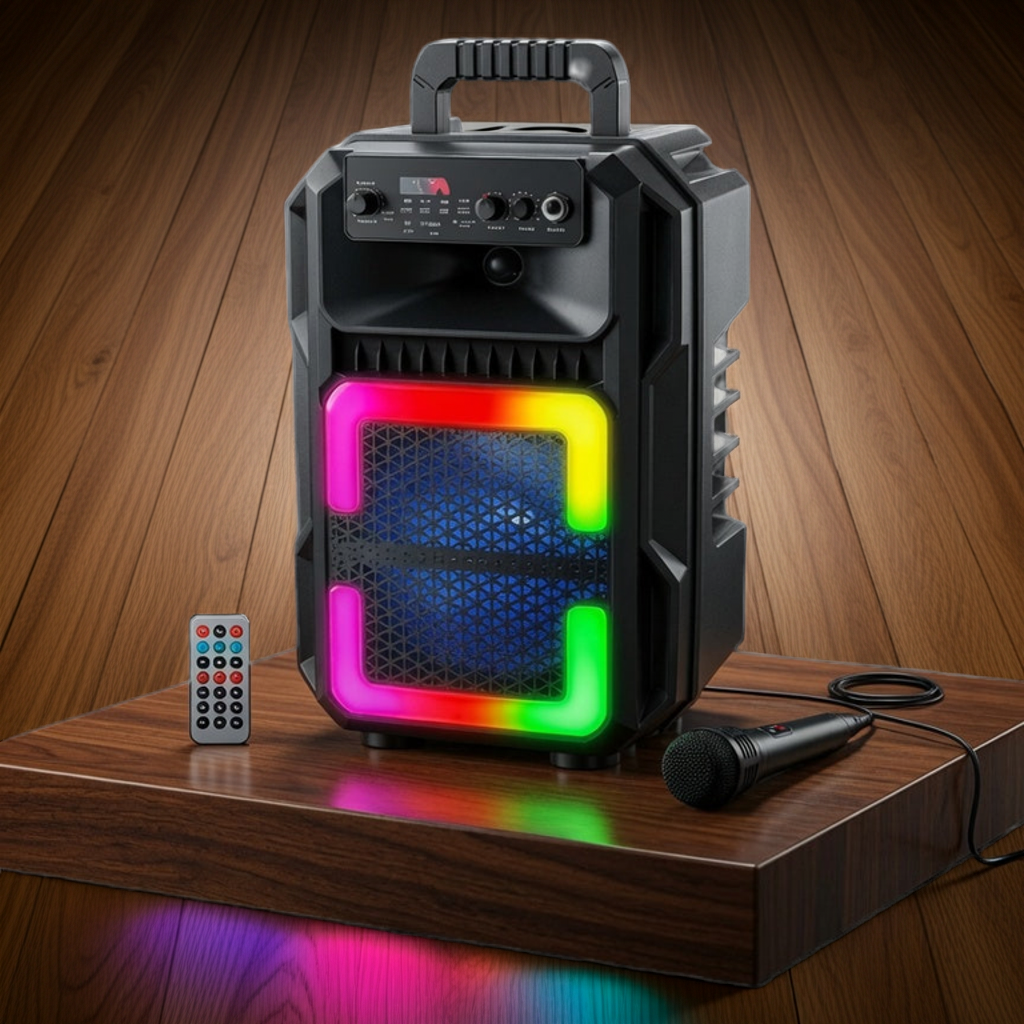 Outdoor Karaoke Zvučnik– 8” Bluetooth sa Mikrofonom i RGB svetlima