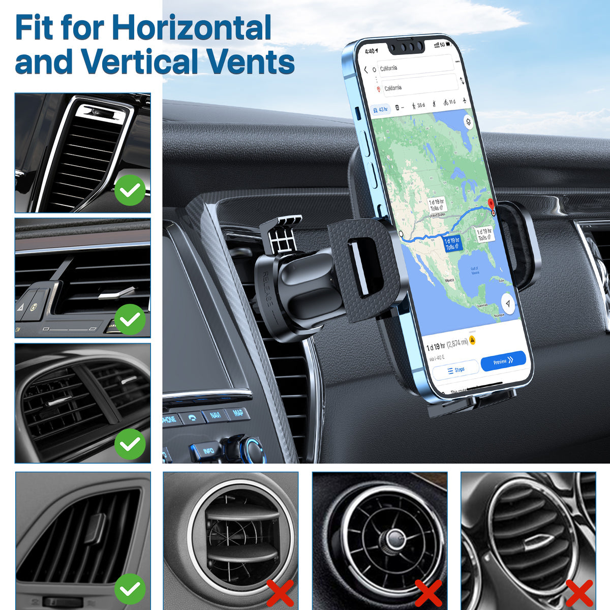 Univerzalni Auto Držač za Telefon za Ventilaciju – Premium Stabilnost i Rotacija 360°