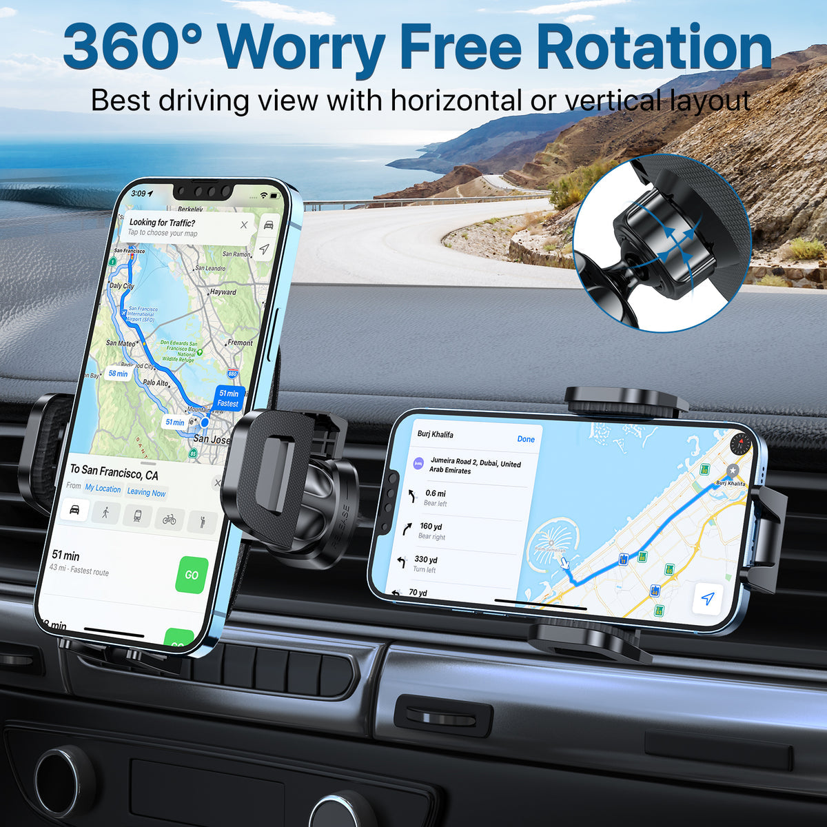 Univerzalni Auto Držač za Telefon za Ventilaciju – Premium Stabilnost i Rotacija 360°